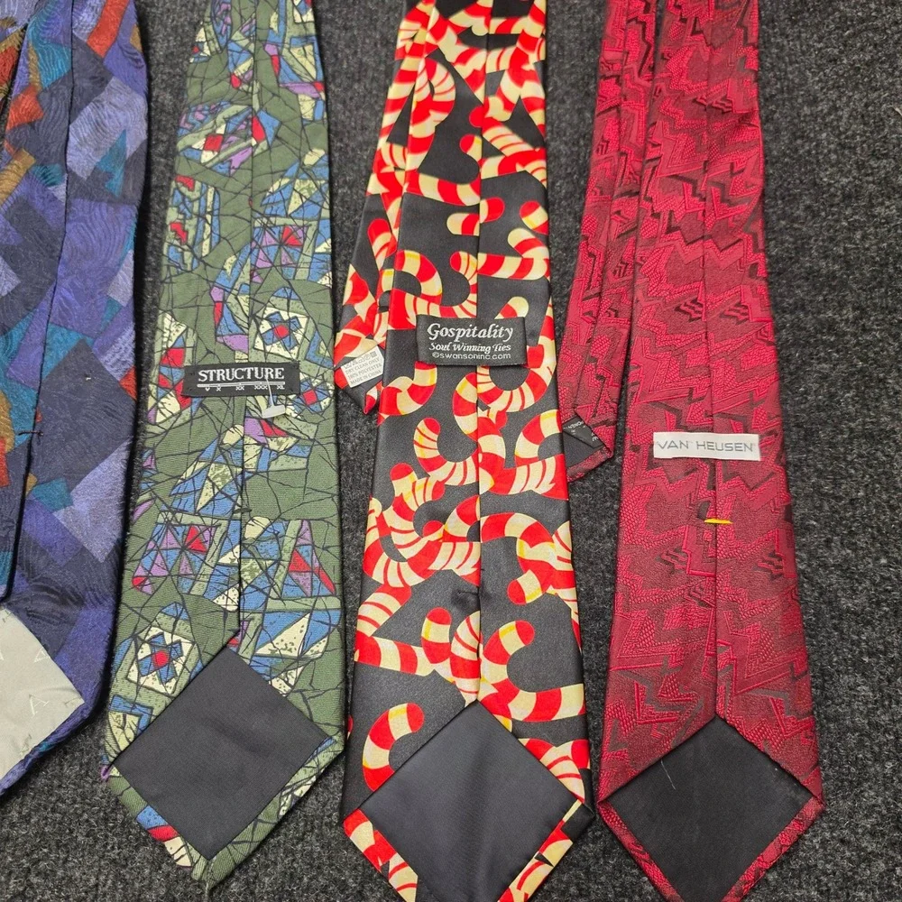 Vintage Mens Necktie Lot of 6 Bugatti Van Heusen Structure Gospitality Silk Tie